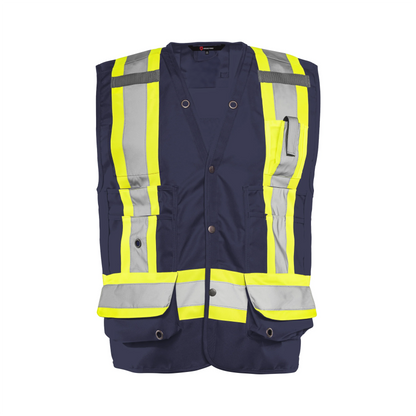 Deluxe Surveyor Vest, 4" Reflective Tape, 17 Pockets