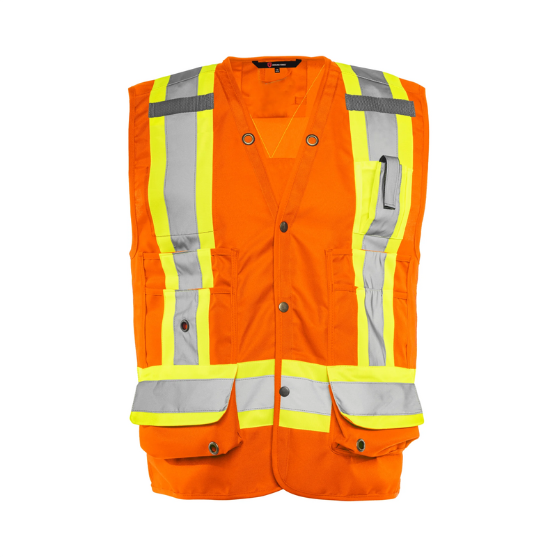Deluxe Surveyor Vest, 4" Reflective Tape, 17 Pockets