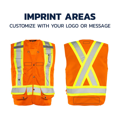 Deluxe Surveyor Vest, 4" Reflective Tape, 17 Pockets