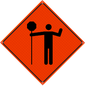 Plasticade Canada Traffic Control Person Ahead (T-21) Roll-Up Traffic Sign 36" x 36" (91.44cm x 91.44cm) - MUTCD Canada compliant portable construction zone sign - supplynow.ca