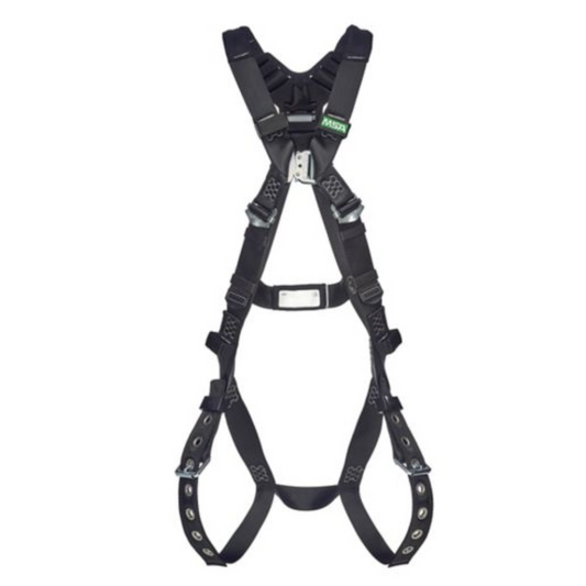 V-Form Arc Flash Harness, Back & Hip Web Loop, Tongue Buckle Leg Straps