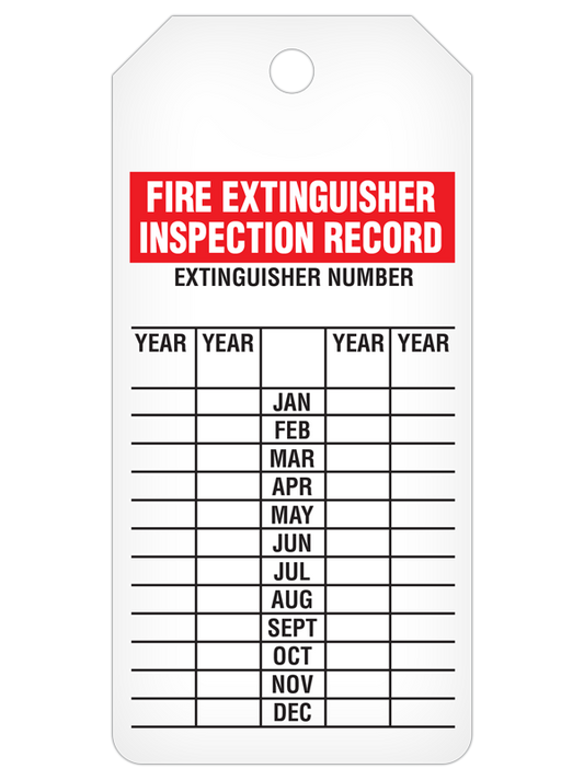 Monthly Inspection Tags for Fire Extinguisher- Roll of 100