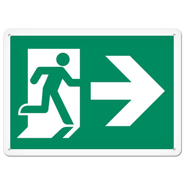 Plastic Running Man Exit Sign Right (10" x 14" )