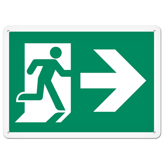 Plastic Running Man Exit Sign Right (10" x 14" )