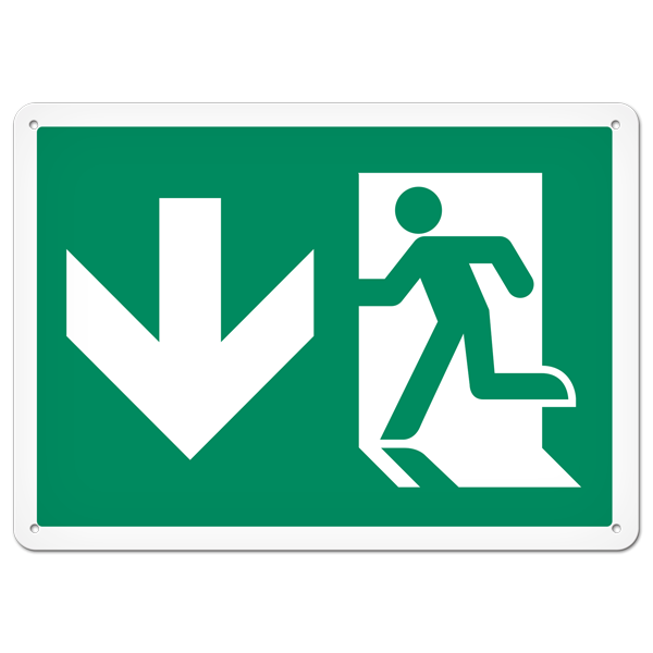 Plastic Running Man Exit Sign Down (10" x 14" )