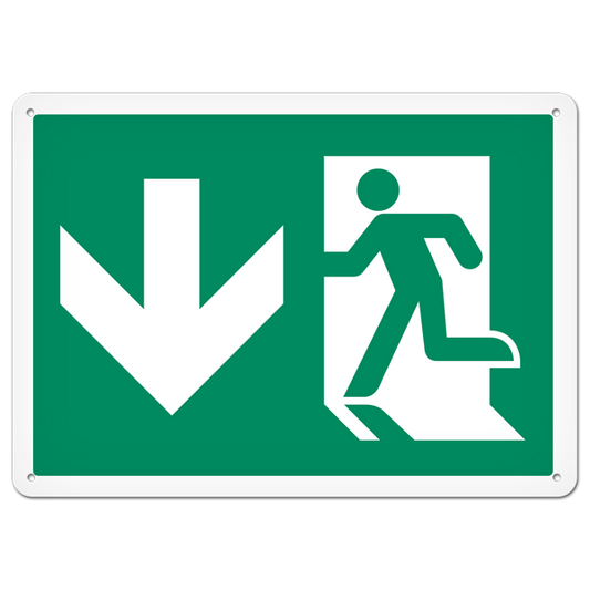 Plastic Running Man Exit Sign Down (10" x 14" )
