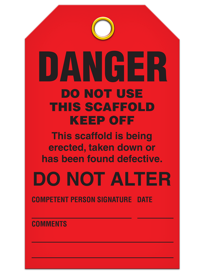 "Danger Do Not Use This Scaffold"- Scaffold Status Tag Pack of 25