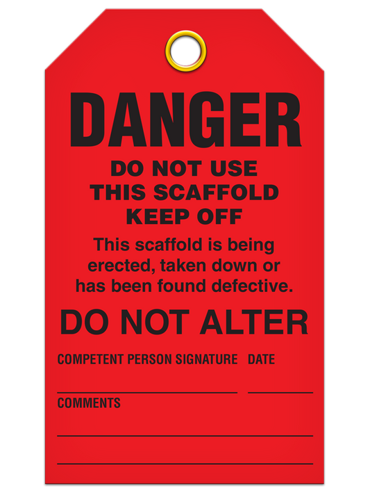 "Danger Do Not Use This Scaffold"- Scaffold Status Tag Pack of 25