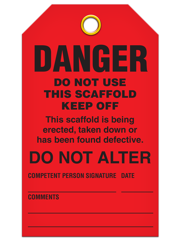 "Danger Do Not Use This Scaffold"- Scaffold Status Tag Pack of 25