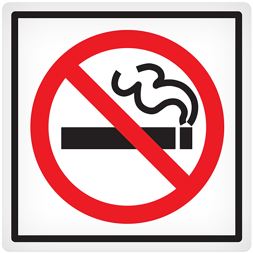 NO SMOKING Vehicle Decals 4" x 4" 25 /pkg
