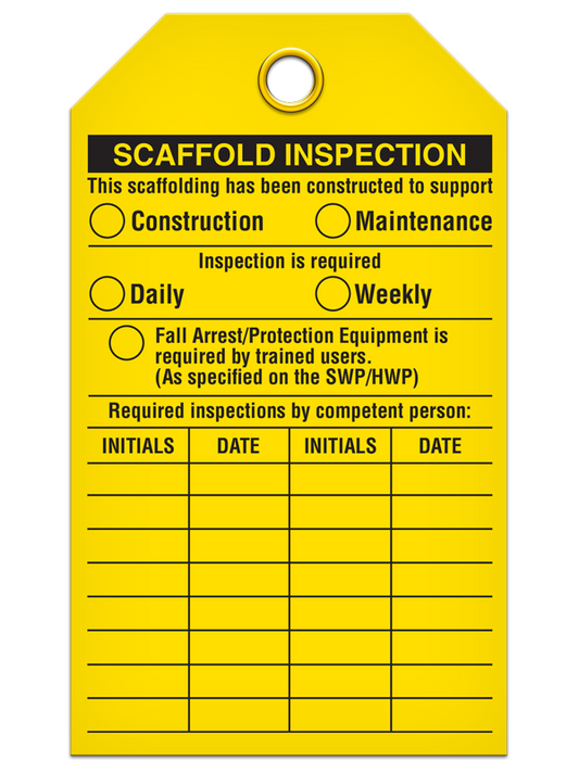 "Scaffold Inspection"- Scaffold Status Tag Pack of 25