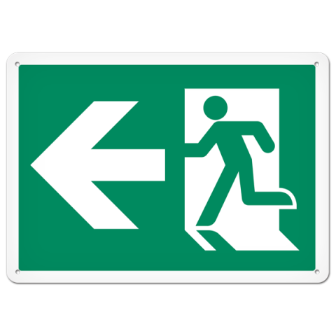 Plastic Running Man Exit Sign Left(10" x 14" )