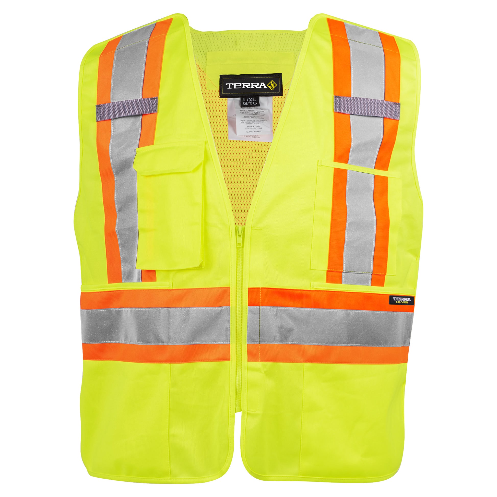 TERRA Hi-Vis 5 Point Tear Away Vest With Zipper - supplynow.ca