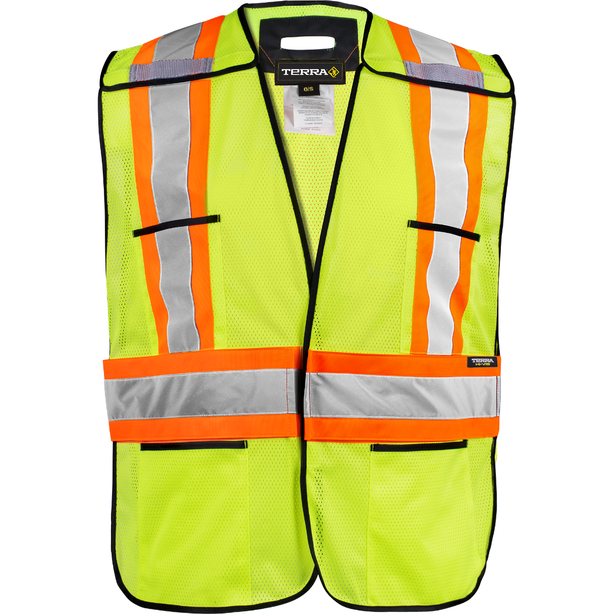 TERRA Hi-Vis 5 Point Tear Away Vest With Black Binding - supplynow.ca