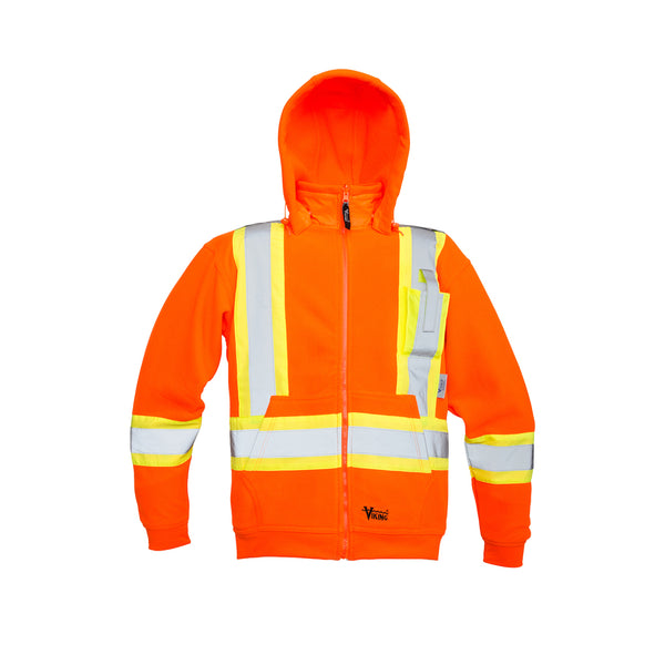 Viking Safety Fleece Hoodie, Fleece/Polyester, Large, Orange