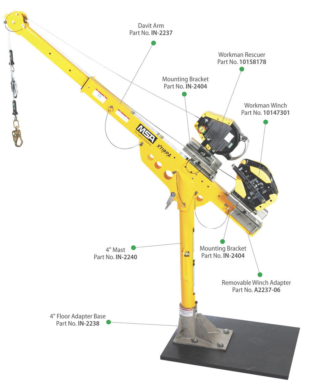 MSA XTIRPA, Davit Arm 30" to 48" Reach