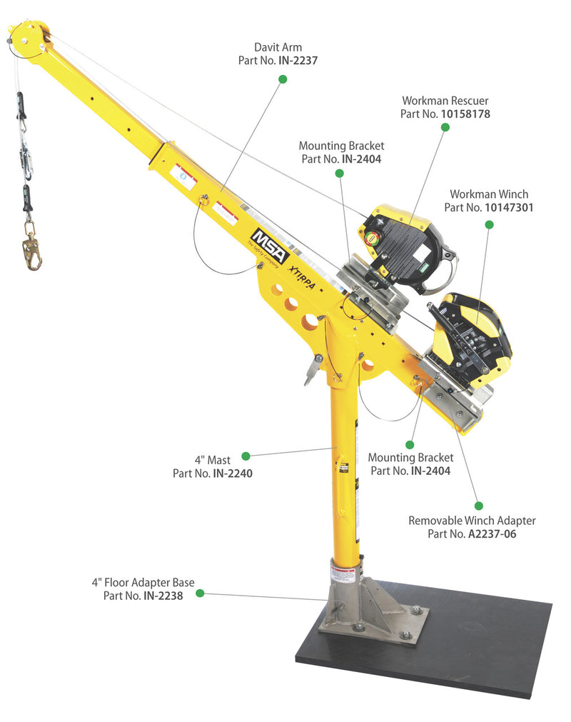 MSA XTIRPA, 4" Mast for Davit Arm