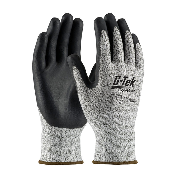 G-Tek Polykor Gloves With Nitrile Coated Foam Grip, Cut Level A2-GP16334XS