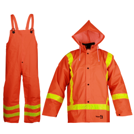 3 Piece FR Rain Suit with High Visibility Striping