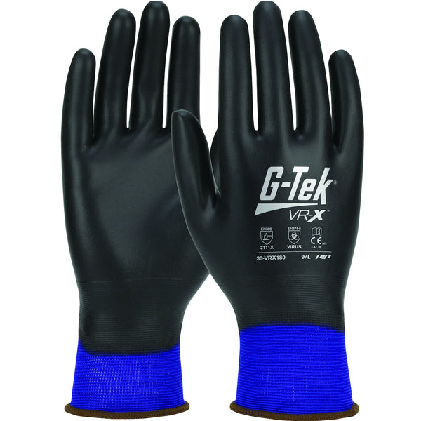 G-Tek VR-X Seamless Knit Nylon Glove, Full Hand PU Coating, 33-VRX180