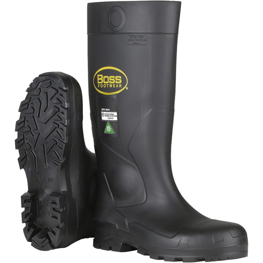Boss Footwear Black PVC Full Safety Steel Toe and Midsole Boot