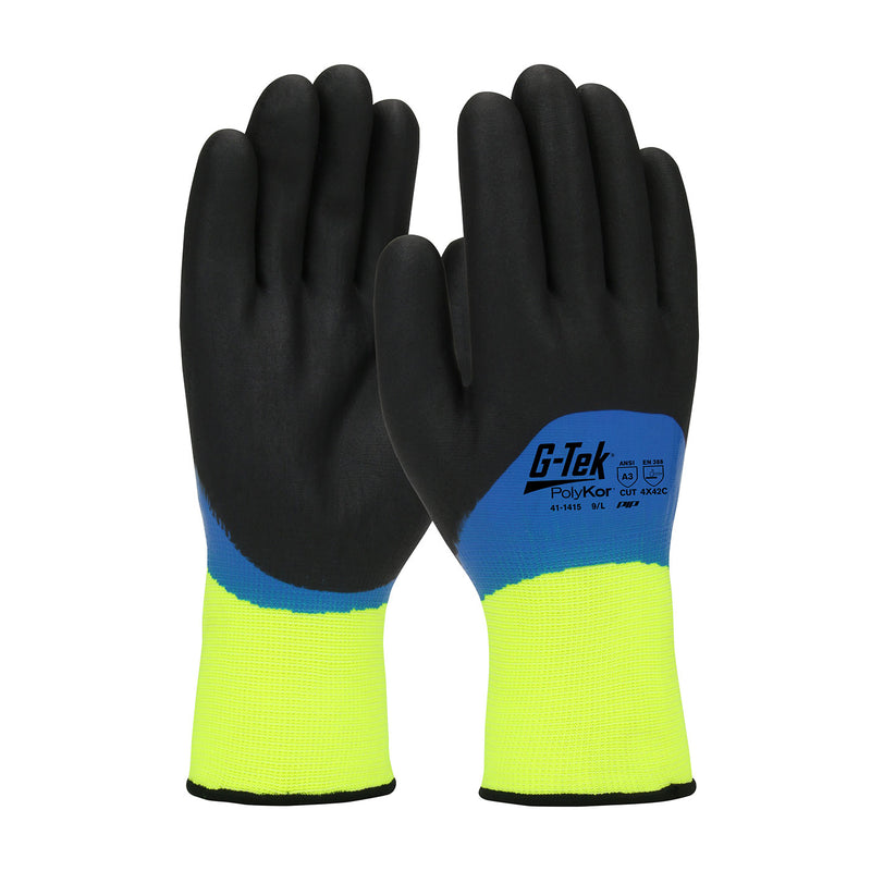 G-Tek® PolyKor®-Hi-Vis PolyKor® Blended Glove with Acrylic Liner and Nitrile Coated Foam Grip
