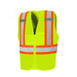 Solid Front/Mesh Back High Visibility Safety Vest with Zipper, 4" Reflective Tape, 8 Pockets