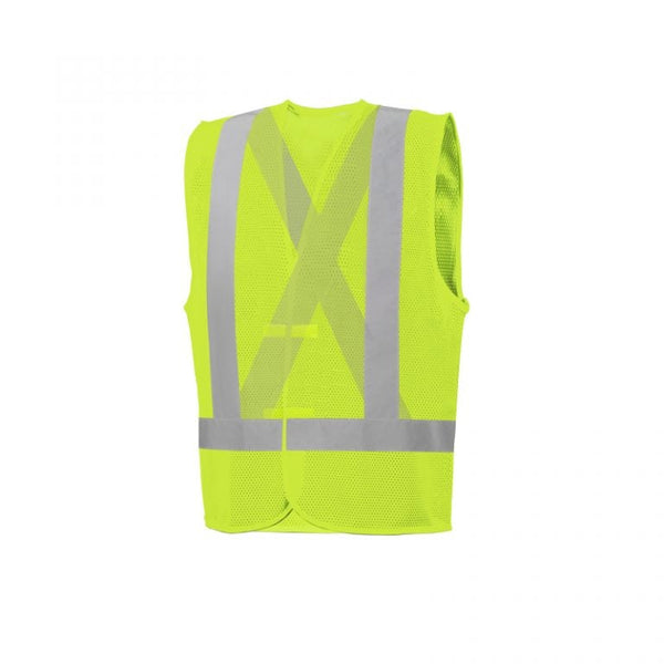 Economy Mesh Traffic Vest 2 Reflective Tape Lime Green Universal Size-580000