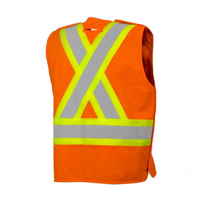5 Pt. Tearaway Mesh High Visibility Safety Vest, 4"Reflective Tape, 4 Pockets