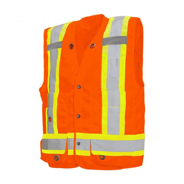 Deluxe Surveyor Vest 4 Reflective Tape 17 Pockets Orange Small-5867202C