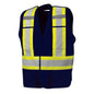 5 Pt. Tearaway Mesh High Visibility Safety Vest, 4"Reflective Tape, 4 Pockets