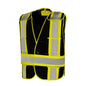 5 Pt. Tearaway Mesh Traffic Vest 4 Reflective Tape 5 Pockets Black Universal Size-59LK0500
