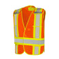 5 Pt. Tearaway Mesh Traffic Vest 4 Reflective Tape 5 Pockets Orange Universal Size-59LO0500