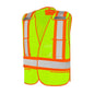 5 Pt. Tearaway Solid Traffic Vest 4 Reflective Tape 5 Pockets Lime Green Universal Size-59SL1500