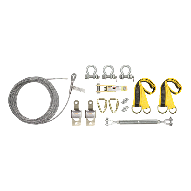 SteelGrip Temporary Cable Horizontal Lifeline System with Web Pass-through Anchors