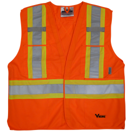 Viking 5 Point Tear Away Safety Vest - Vi-brance 4" Safety Stripes - Solid Polyester
