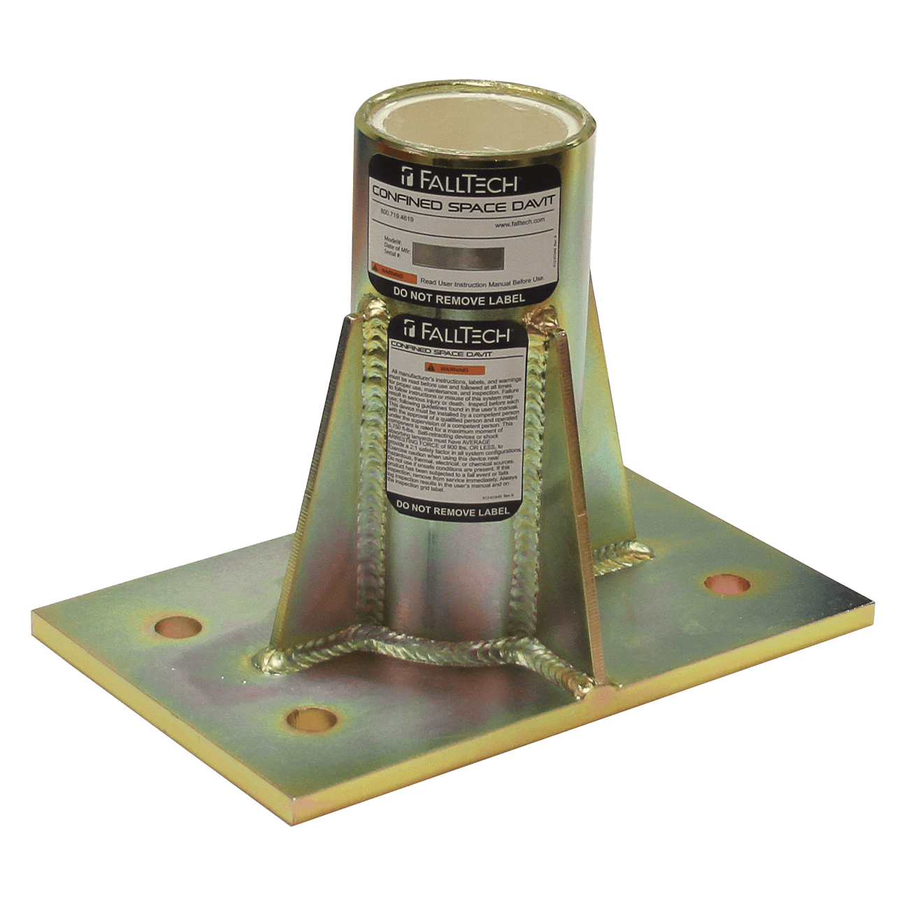 Center-mount Plated Steel Bolt-on Fixed Davit Base