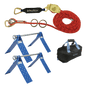 Temporary Rope HLL System; 2-person with Kernmantle Rope and Dual Truss Roof Anchors