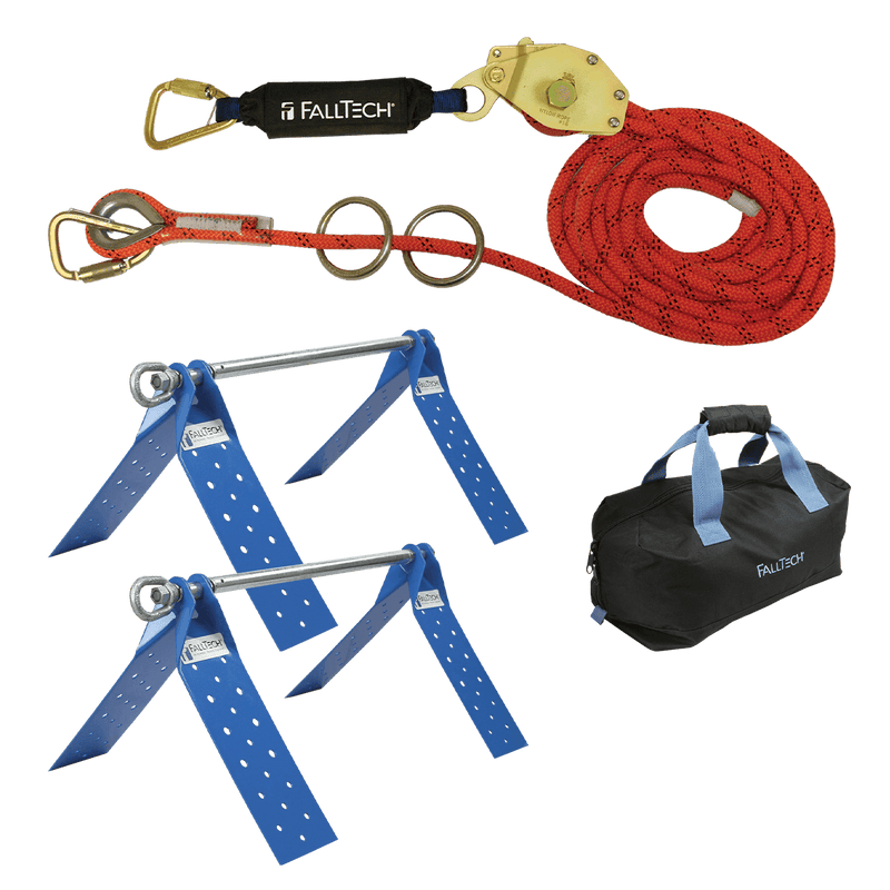 Temporary Rope HLL System; 2-person with Kernmantle Rope and Dual Truss Roof Anchors