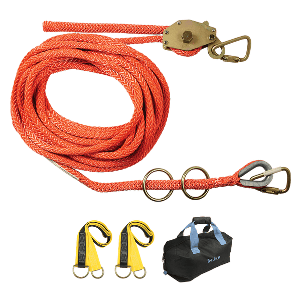 100' Temporary Rope HLL System; 2-person Hollow-core Polyester Rope
