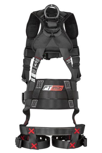 FT-Iron 3D Construction Belted Full Body Harness, Tongue Buckle Leg Adjustment