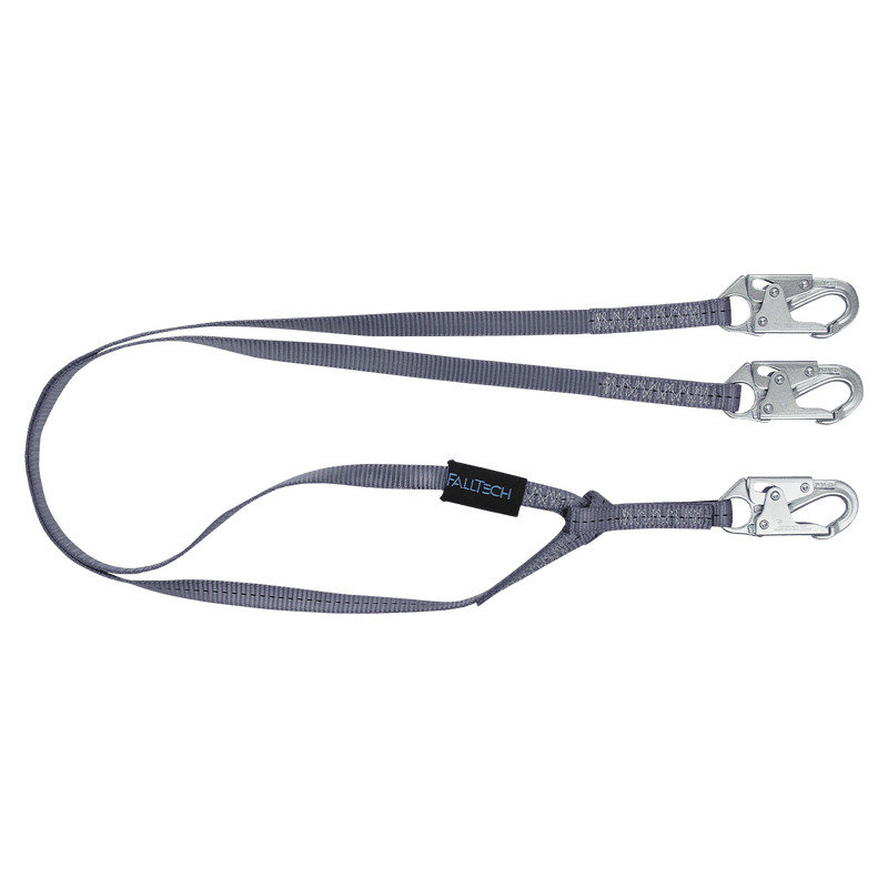 6ft Web Restraint Lanyard, Double-leg Fixed-length with Steel Connectors