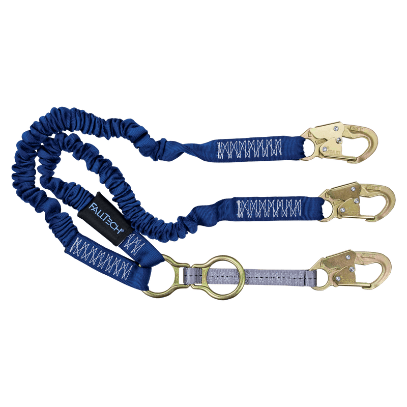 4½ft to 6ft ElasTech Energy Absorbing Lanyard, Twin-Leg with Large Snap Hooks