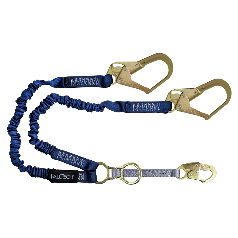 4½ft to 6ft ElasTech Energy Absorbing Lanyard, Twin-Leg with Large Snap Hooks