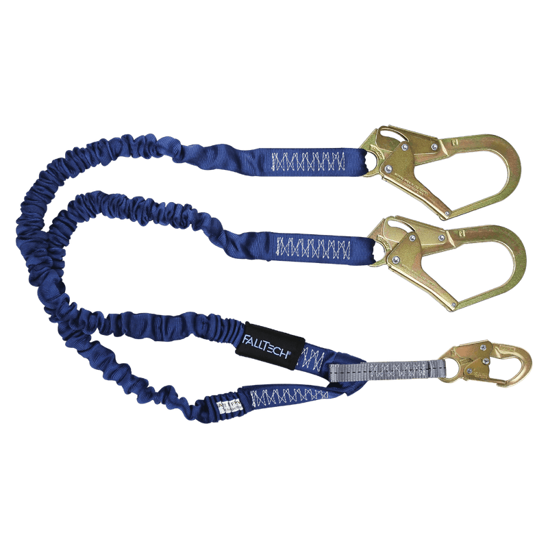 4½ft to 6ft ElasTech Energy Absorbing Lanyard, Twin-Leg with Large Snap Hooks