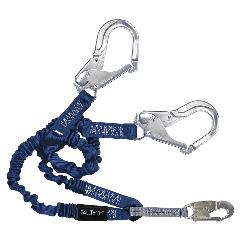 4½' to 6' ElasTech® Energy Absorbing Lanyard, Double-leg with Aluminum Rebar Hooks