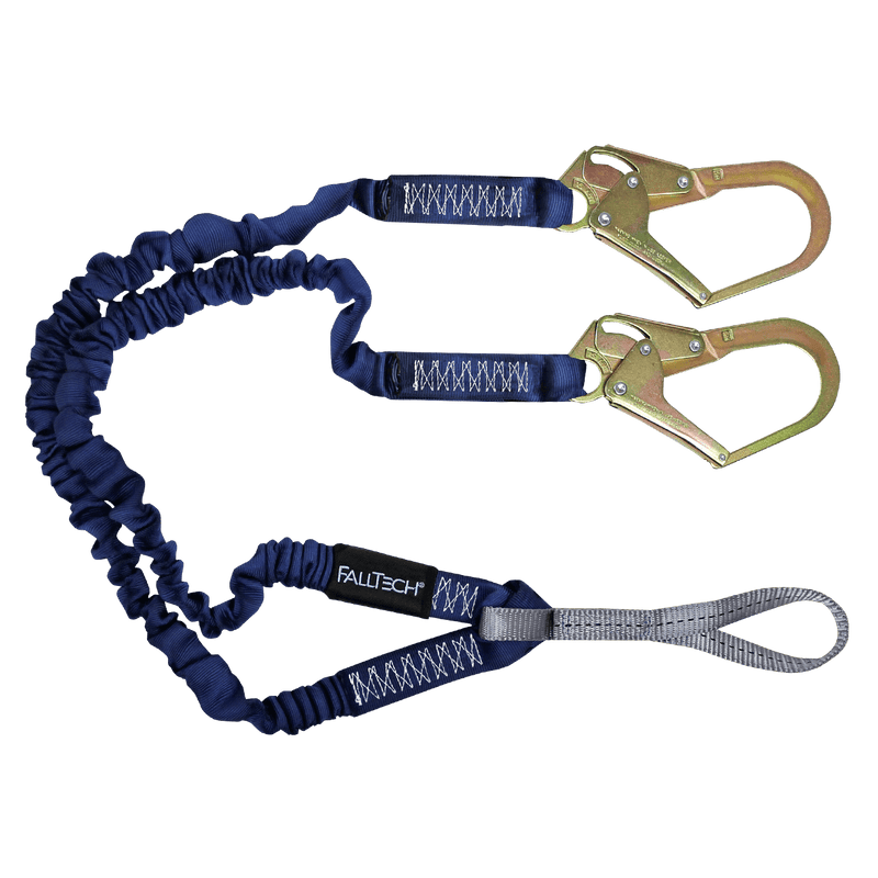 4½ft to 6ft ElasTech Energy Absorbing Lanyard, Twin-Leg with Large Snap Hooks