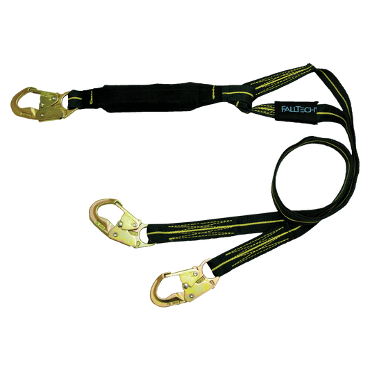 6' WeldTech® Kevlar® Energy Absorbing Lanyard, Double-leg with Steel Snap Hooks - CSA