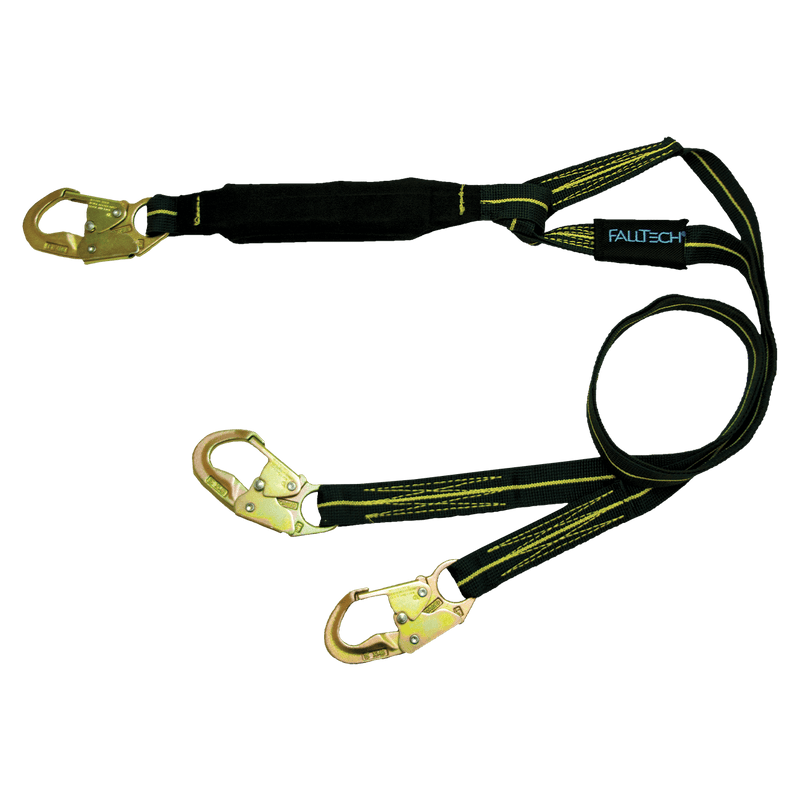 6ft WeldTech Kevlar Energy Absorbing Lanyard, Double-leg with Steel Rebar Hooks