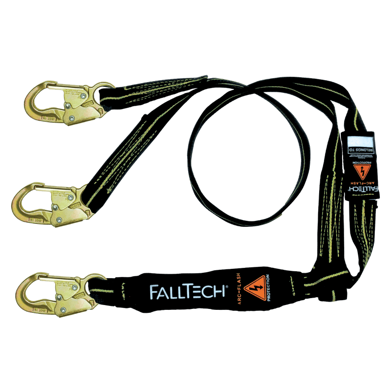 6ft Arc Flash Energy Absorbing Lanyard, Double-leg with Steel Connectors